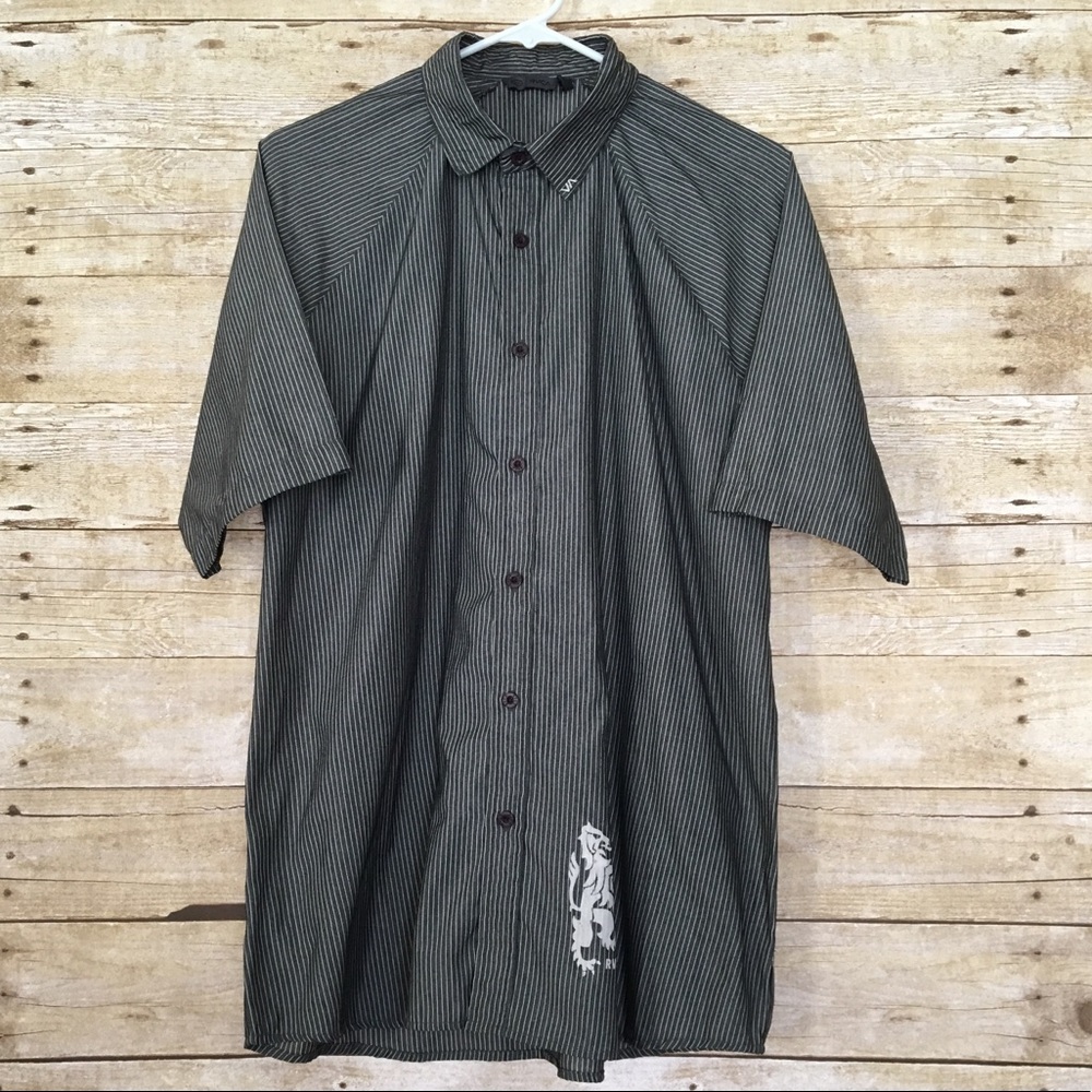 SUPER SALE RVCA Pinstripe Charcoal Grey Shirt